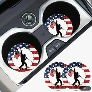 Patriotic Car Coasters with American Flag Design